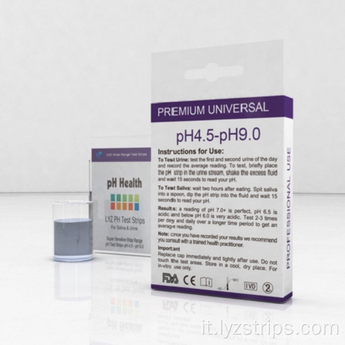 Strisce reattive per pH 4.5-9.0 CE approvate dalla FDA